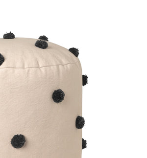 Pouf en coton écru et noir - Sozon