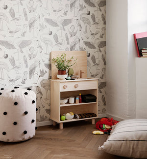 Pouf en coton écru et noir - Sozon