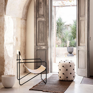 Pouf en coton écru et noir - Sozon