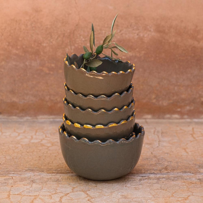 Bol céramique TAZZA vert sauge - artisanat marocain