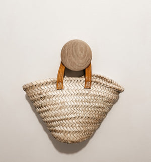 Petit panier marocain avec anses en cuir caramel - Sozon