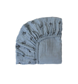 Drap housse OLIVIA taille S - bleu gris Poulpe