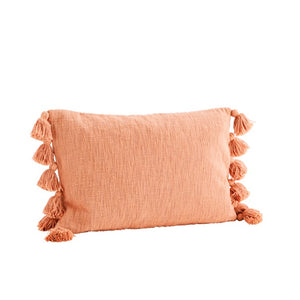 Housse de coussin avec pompons corail 40x60 cm - Sozon