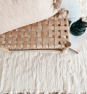 Petit banc traditionnel marocain en cuir - Sozon