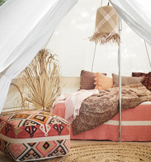 Housse de coussin avec pompons corail 40x60 cm - Sozon