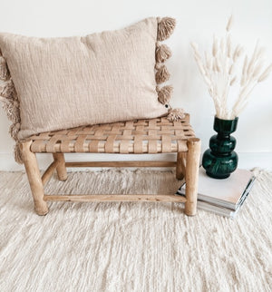 Petit banc traditionnel marocain en cuir - Sozon