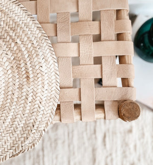 Petit banc traditionnel marocain en cuir - Sozon