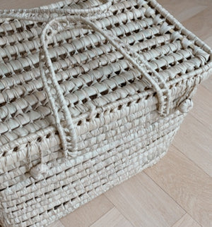 Malle tressée en feuilles de palmier maroc - moyen modèle - Sozon