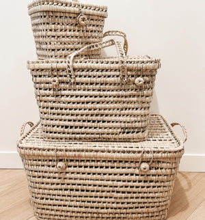 Malle en feuilles de palmier artisanat marocain - grand modèle - Sozon