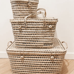 Malle marocaine en feuilles de palmier - moyen modèle - Sozon