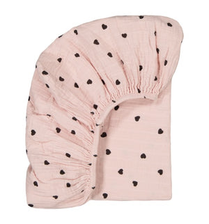 Drap housse OLIVIA taille S - rose clair Cœurs