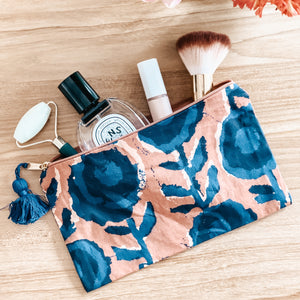 Petite trousse fleurs avec pompon