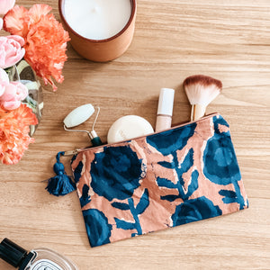 Petite trousse fleurs avec pompon