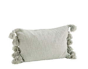 Housse de coussin avec pompons - eucalyptus
