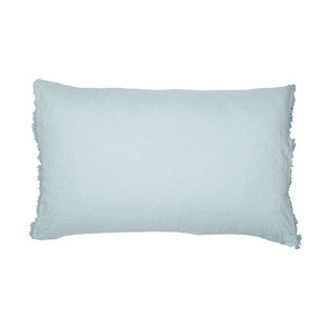 Coussin frangé en lin Aqua - Sozon