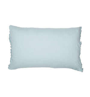 Coussin frangé en lin Aqua - Sozon